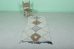 Soft Blue and Beige Moroccan Berber Rug 2.2 X 5.3 Feet - Handmade Diamond Pattern