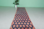 Vintage Handmade Runner Rug – 3.1 x 12.8 FT, Long Moroccan Hallway Carpet