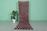 Vintage Handmade Runner Rug – 3.1 x 12.8 FT, Long Moroccan Hallway Carpet