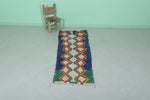 Vibrant Moroccan Berber Rug 2.1 X 5.8 Feet - Colorful Diamond Pattern Handmade