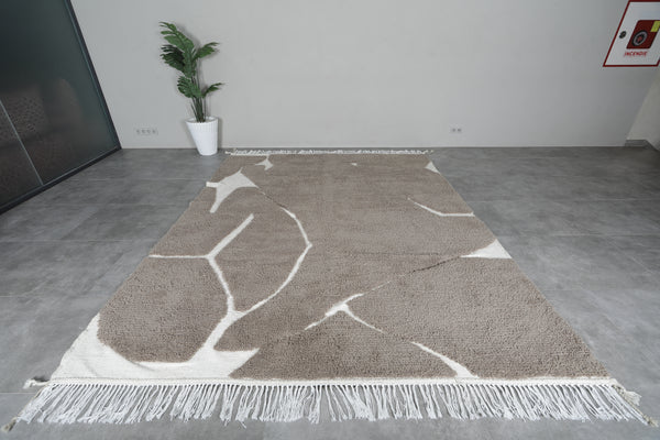 Handwoven Moroccan rug – Earthy beige grey berber design - Wool rug