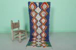 Vibrant Moroccan Berber Rug 2.1 X 5.8 Feet - Colorful Diamond Pattern Handmade