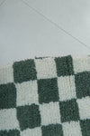 Round Green and White Checkered Moroccan Wool Rug - 5 ft