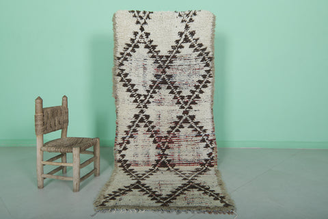 Handwoven Moroccan Berber Rug - Vintage Diamond Design | 2.8 X 6.7 Feet