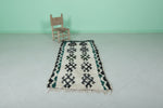 Traditional Moroccan Berber Rug - 2.5 x 5.9 ft Bold Black and Green Pattern