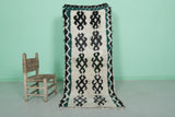 Traditional Moroccan Berber Rug - 2.5 x 5.9 ft Bold Black and Green Pattern