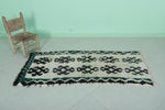 Traditional Moroccan Berber Rug - 2.5 x 5.9 ft Bold Black and Green Pattern