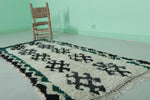 Traditional Moroccan Berber Rug - 2.5 x 5.9 ft Bold Black and Green Pattern