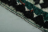 Traditional Moroccan Berber Rug - 2.5 x 5.9 ft Bold Black and Green Pattern