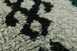 Traditional Moroccan Berber Rug - 2.5 x 5.9 ft Bold Black and Green Pattern