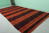 Large Vintage Moroccan Kilim Rug 6.4 x 12.2 FT – Striped Handwoven Design