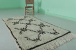 Handwoven Moroccan Rug 2.7 x 5.8 FT | Black & White Pattern