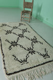 Handwoven Moroccan Rug 2.7 x 5.8 FT | Black & White Pattern