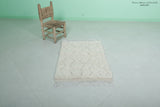 2.2 x 3.2 ft Moroccan Rug - Ivory Wool with Geometric Pattern