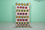 Handmade Moroccan Berber Azilal Runner Rug - 4 FT X 8.1 FT | Colorful Geometric Pattern