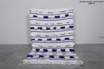 Handmade Moroccan Berber Wedding Blanket - 3.5 FT X 5.2 FT, White and Blue