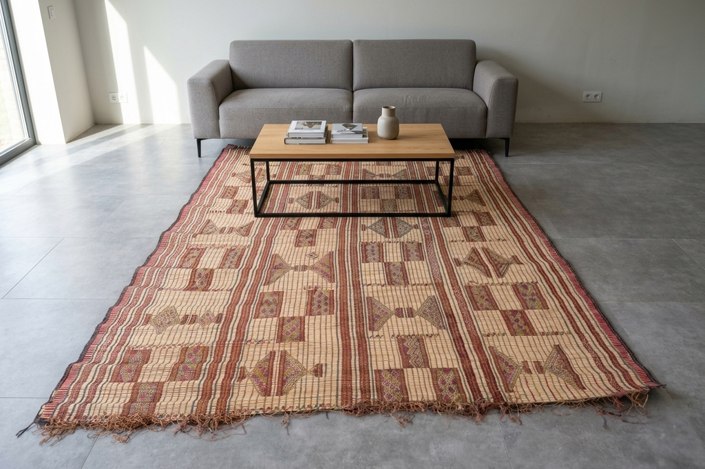 Vintage handmade tuareg rug 6.2 X 8.9 Feet