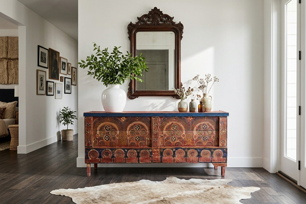 Vintage Moroccan chest H 22.4 inches x W 50.3 inches x D 11.8 inches