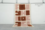 Modern Abstract Moroccan Rug – 3.6 x 6.2 ft Bold Rose & Rust Design