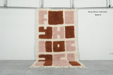 Modern Abstract Moroccan Rug – 3.6 x 6.2 ft Bold Rose & Rust Design