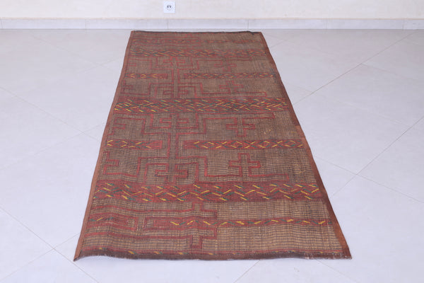 Vintage handmade Moroccan tuareg rug 3.2 X 7.8 Feet