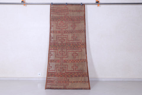 Vintage handmade moroccan tuareg rug 3.2 X 7.8 Feet