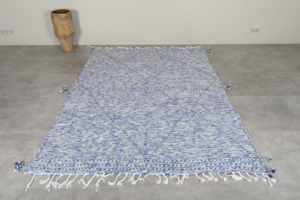 Blue & white flatweave rug - Custom handwoven minimalist style
