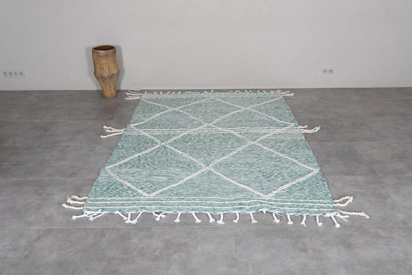 Moroccan flatweave rug in sage green & cream - Custom size