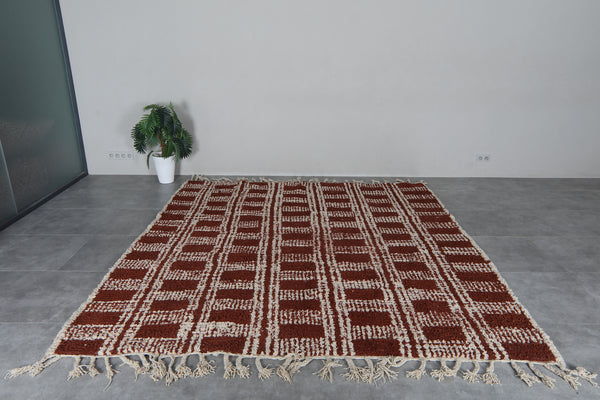 Rust brown Moroccan rug - Handmade custom rug - Geometric Berber rug - Moroccan area rug - Morocco rug - Wool rug - Custom size rug
