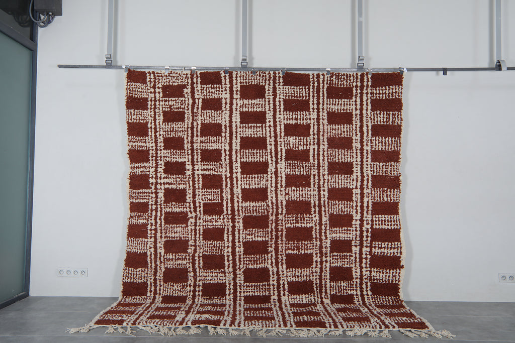 Rust brown Moroccan rug - Handmade custom rug - Geometric Berber rug - Moroccan area rug - Morocco rug - Wool rug - Custom size rug