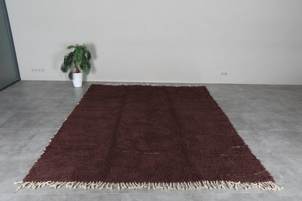 Chocolate Brown Moroccan Rug 8 x 10 Feet – Solid Wool Shag Rug – Handmade Berber Carpet