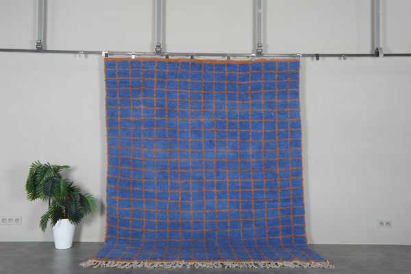 Blue Moroccan rug - Handmade custom rug - Geometric Berber rug - Moroccan area rug - Blue orange rug - Wool rug - Custom size rug