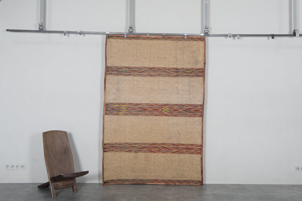 African Tuareg mat 4 x 7.1 feet vintage area rug - African rug