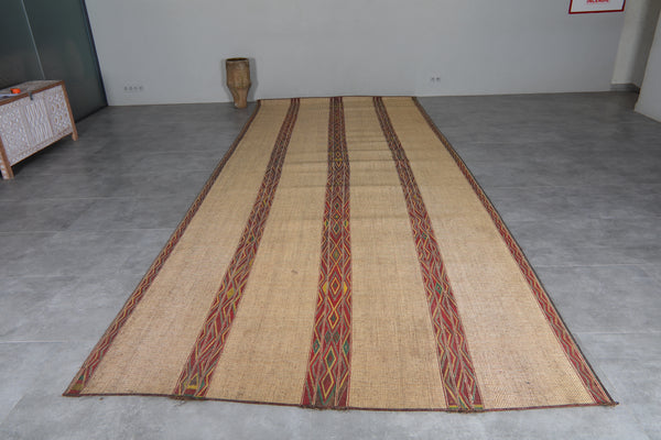 Tuareg rug - Beige handwoven tribal mat - 7.3 FT X 18.4 FT