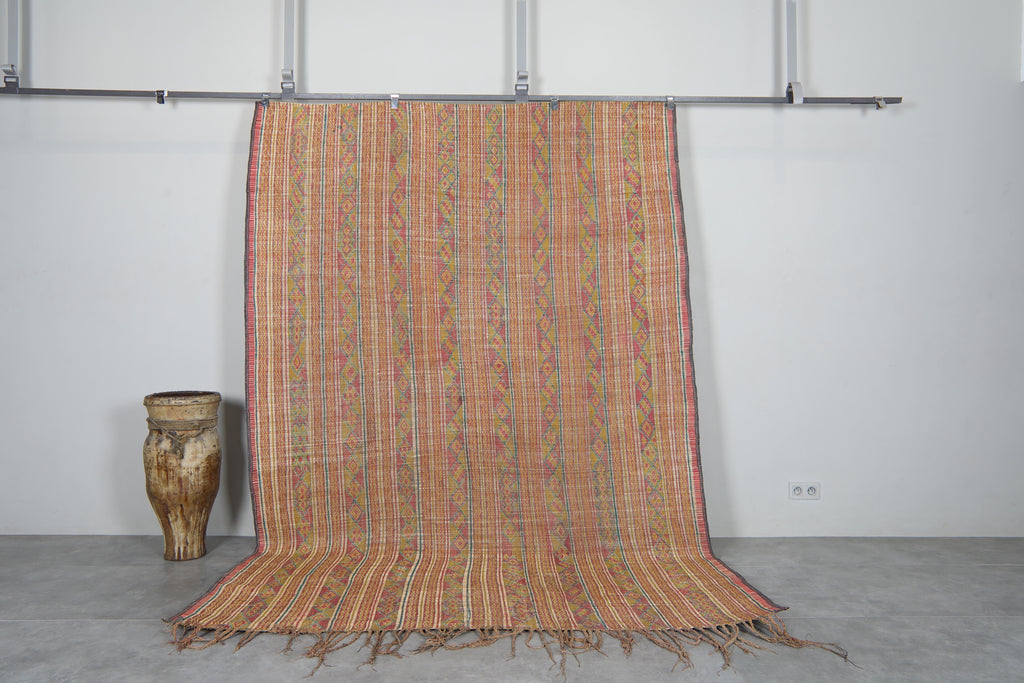 Colorful tuareg rug - Handwoven tribal desert mat - 6.8 FT X 9.7 FT