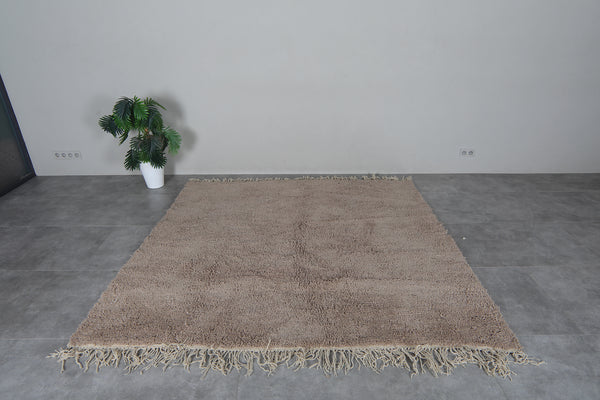 Light brown Moroccan rug - Minimalist wool style - 7.5 FT X 7.1 FT