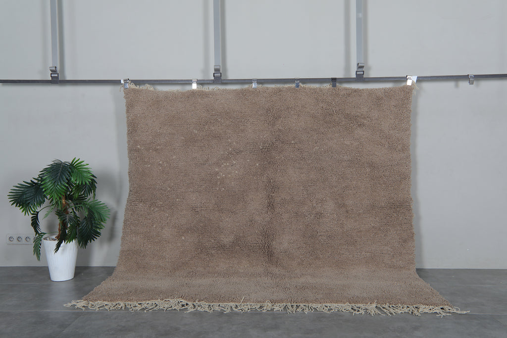 Light brown Moroccan rug - Minimalist wool style - 7.5 FT X 7.1 FT