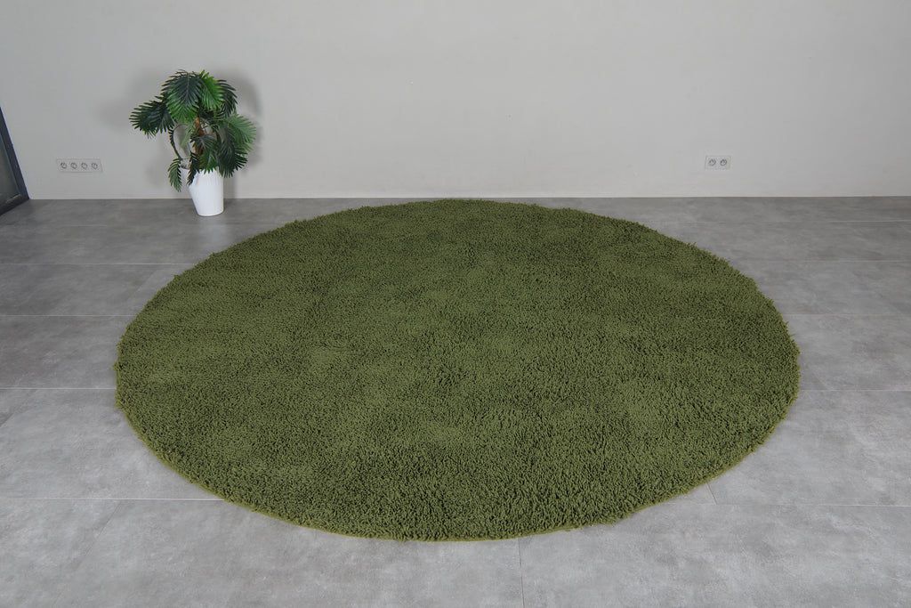 Round green shag rug - Soft & plush - Custom wool size