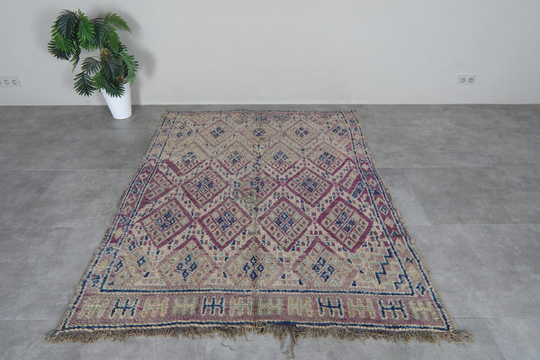 Vintage Moroccan rug – Purple & blue berber - 5.5 FT X 7 FT