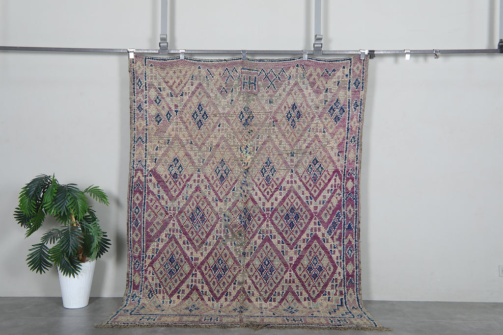 Vintage Moroccan rug – Purple & blue berber - 5.5 FT X 7 FT