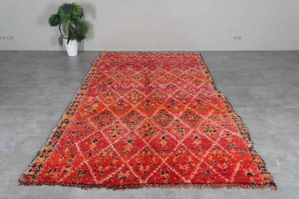 Red Moroccan rug - Handmade berber diamond - 5.8 FT X 12.7 FT
