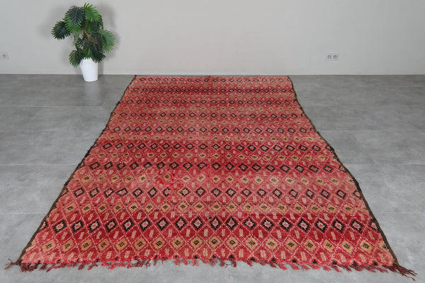 Red Moroccan rug - Handmade berber tribal design - 6.4 FT X 10.4 FT