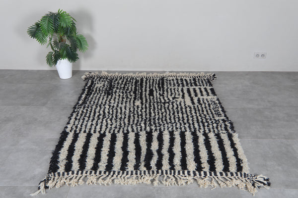 Cream and black Moroccan rug - Handmade wool - 5.1 CM X 6.3 CM