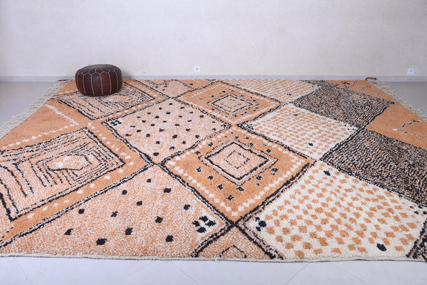 Vibrant custom orange trellis Moroccan rug