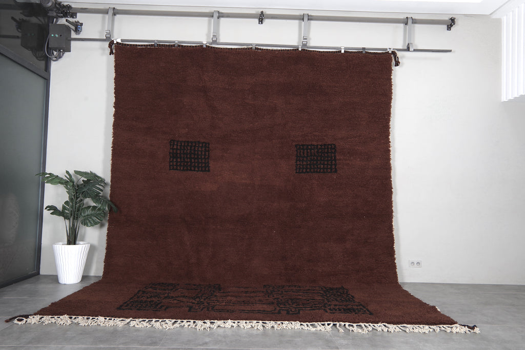 Brown Moroccan Berber Rug 11.3 x 14 ft – Handmade Wool Tribal Area Rug