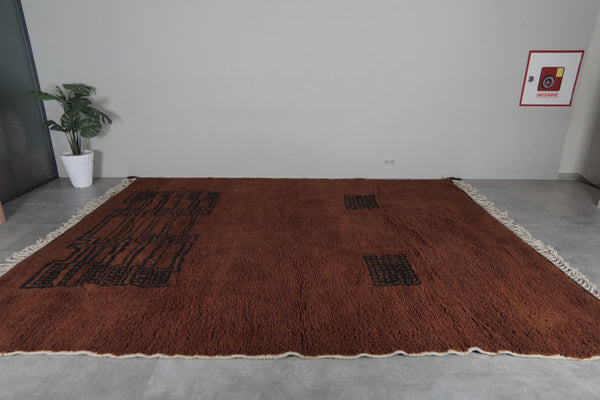 Brown Moroccan Berber Rug 11.3 x 14 ft – Handmade Wool Tribal Area Rug