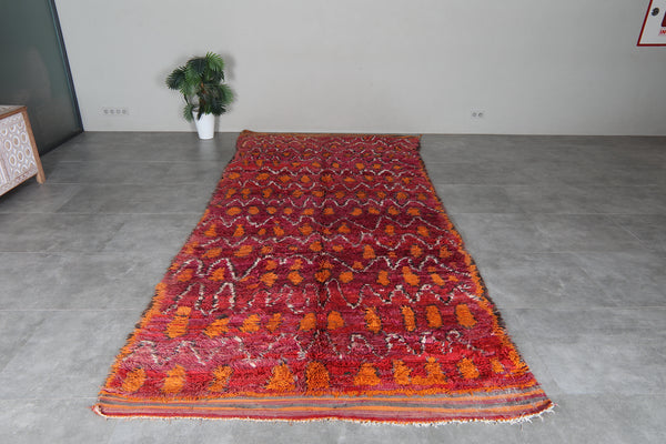 Red Moroccan rug - Handmade berber shag - 6 FT X 13.6 FT