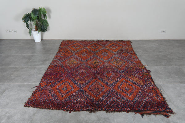 Vintage Moroccan rug - Red berber diamond - 5.9 FT X 9 FT