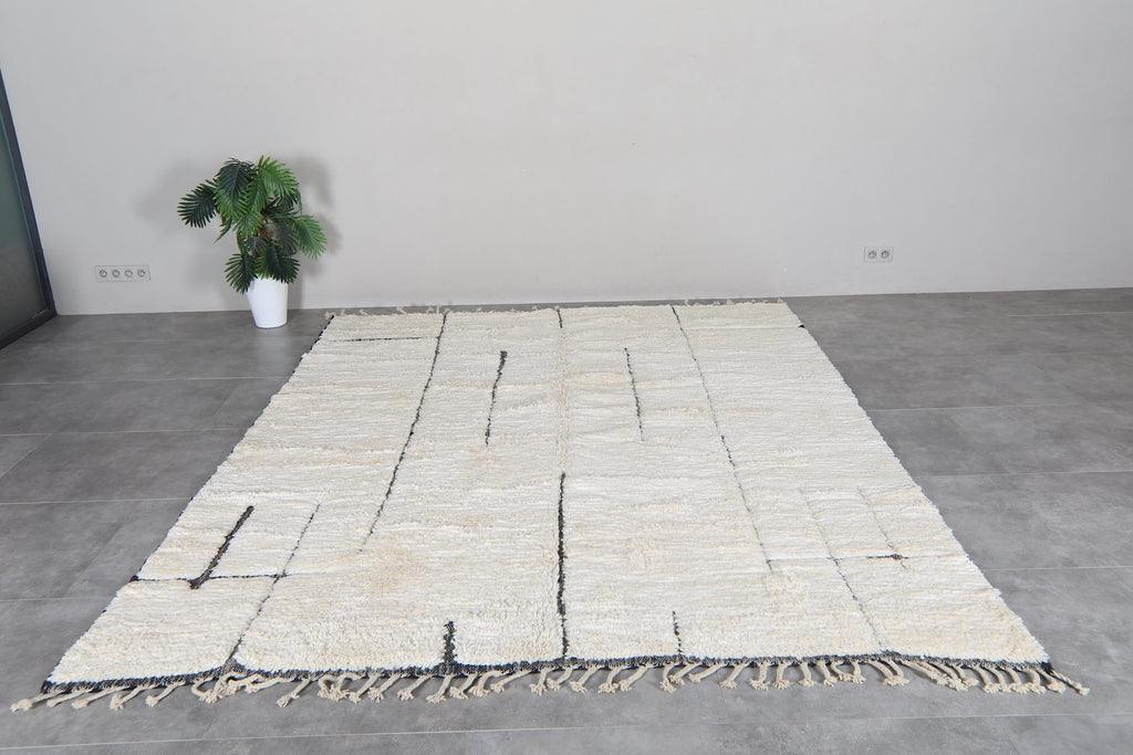 Cream Moroccan rug - Minimalist beni ourain - 8 FT X 10 FT | Beni