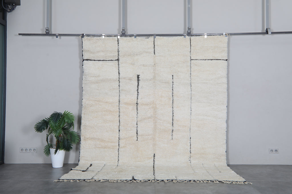Cream Moroccan rug - Minimalist beni ourain - 8 FT X 10 FT